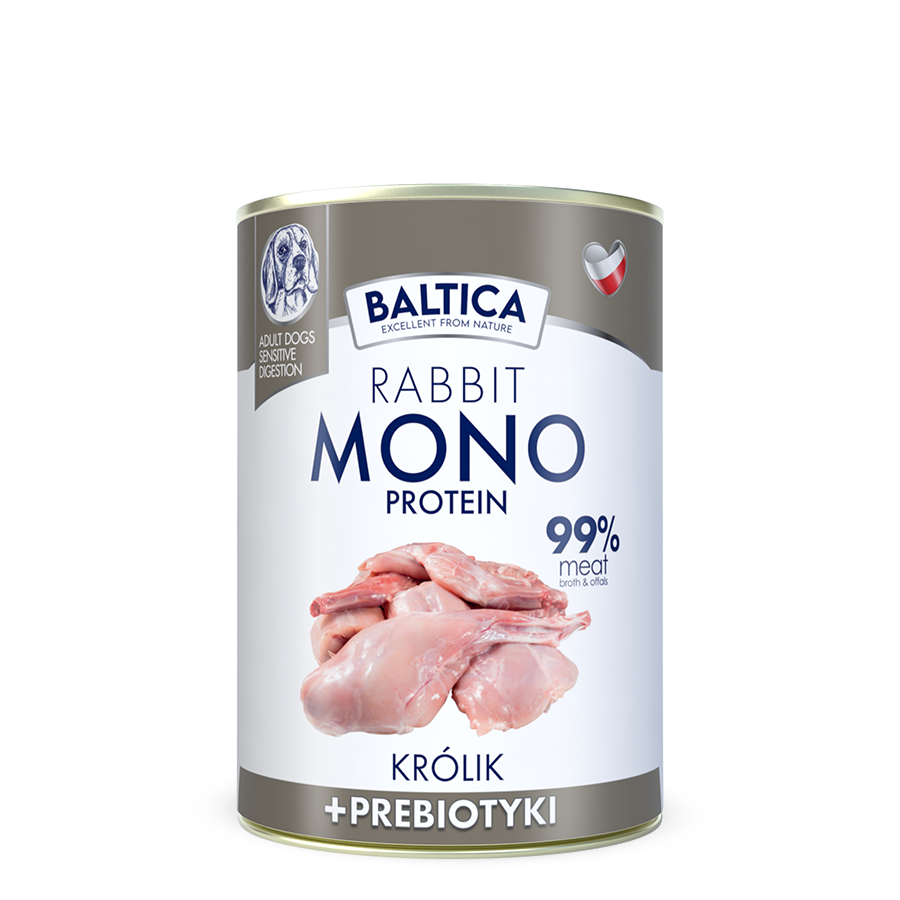 Karma mokra Mono królik z prebiotykami 400g